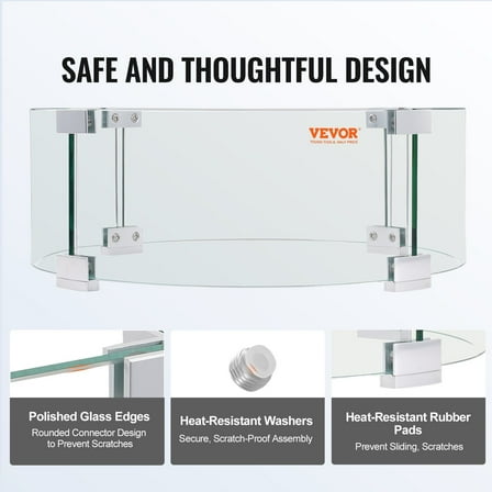 17 Inch Fire Pit Wind Guard - Tempered Glass Flame Shield for Outdoor Propane & Gas Fire Pits, Patio, Deck Use