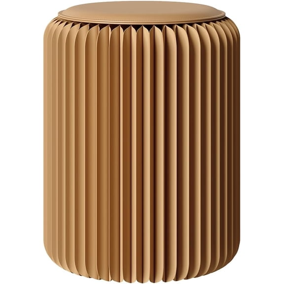 17 Inch Folding Stool 660lb Foldable Paper Stool, Eco-Friendly Kraft Paper Honeycomb Design Home Furniture Modern, Foldable to 1.2 Inch Round Foot Stool for Living Dining Room (Brown)