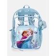 thumbnail image 1 of Disney Frozen Girls 17" Clear Elsa & Ana Backpack with Lunch Box & Bag Charm, 3-Piece Set, Blue, 1 of 5