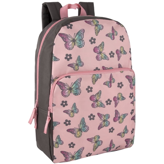 17 Inch Fun Printed Backpack for Commute and Travel in Bright Butterflies Print