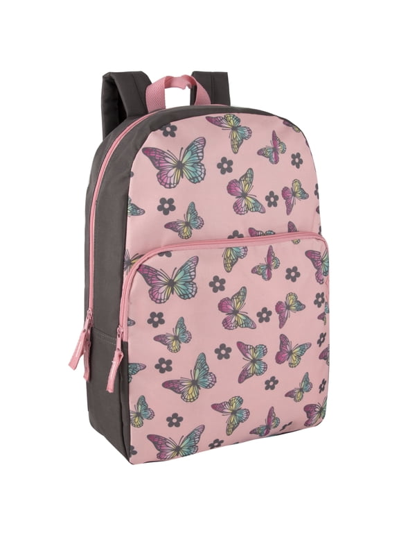 17 Inch Fun Printed Backpack for Commute and Travel in Bright Butterflies Print