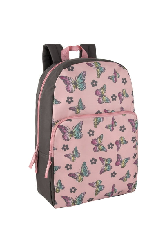 17 Inch Fun Printed Backpack for Commute and Travel in Bright Butterflies Print