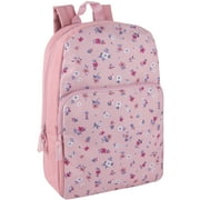 17 Inch Fun Printed Backpack for Commute and Travel in Pretty Pink Flowers Print
