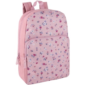 17 Inch Fun Printed Backpack for Commute and Travel in Pretty Pink Flowers Print