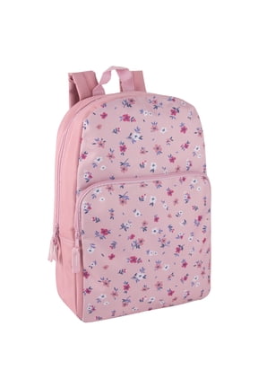 17 Inch Fun Printed Backpack for Commute and Travel in Pretty Pink Flowers Print