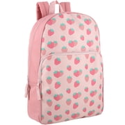 17 Inch Fun Printed Backpack for Commute and Travel in Sweet Strawberries Print