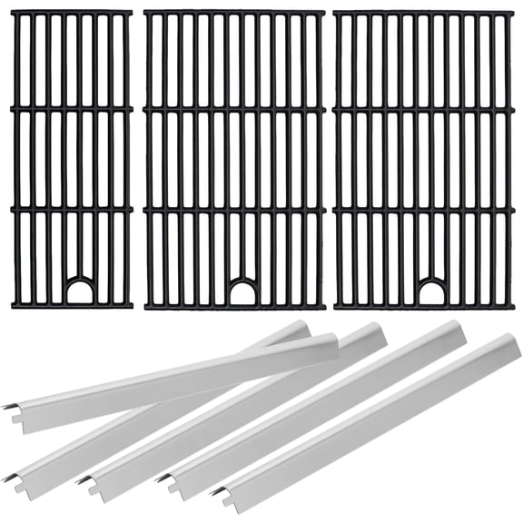 17 Inch Grill Grate & Heat Plate for 5 Burner Grill, Cooking Grate for Grill Replacement Parts 5 Burner