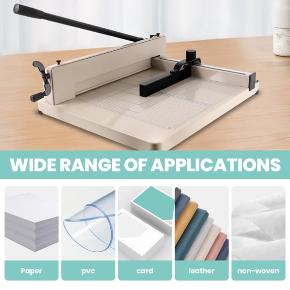 17 Inch Heavy Duty A3 Guillotine Paper Cutter, 400 Sheet Capacity, 1.6 Inch Thickness, HSS Anti-Rust Blade, Double Safety Lock for Office Home Crafts
