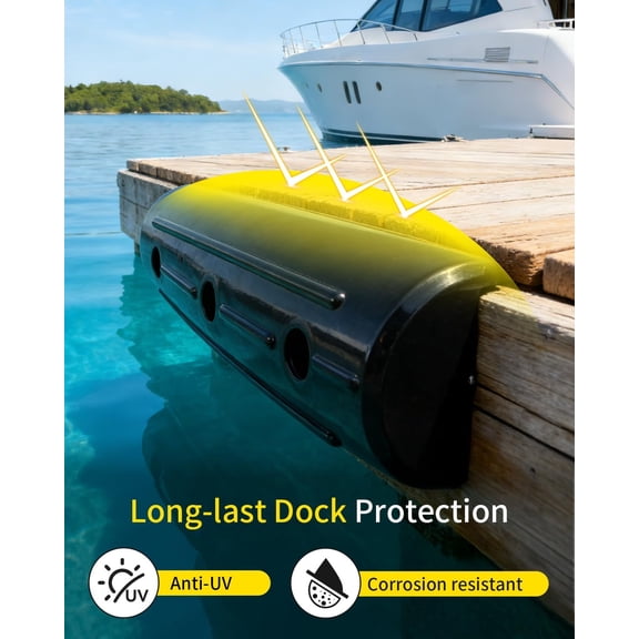 17-Inch Horizontal Dock Bumpers, -Resistant Inflatable PVC Side Guard with Hardware for Boat and Dock