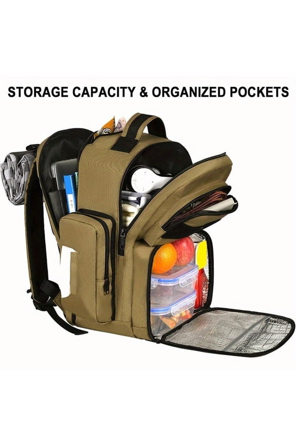 17-Inch Insulated Lunch Backpack - USB Charging Port - Water-Resistant Laptop Daypack - Perfect for Work, College - Great Gift for Men