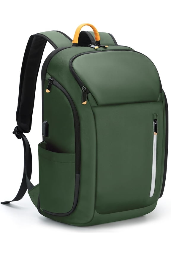 17 Inch Laptop Backpack for Men, Business Travel Anti- Backpack with USB Port, Water Resistant Computer Bag Carry Flight Approved for Work College Weekender, Green