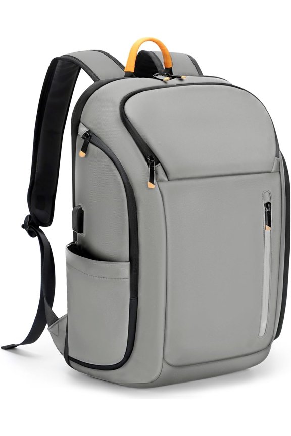 17 Inch Laptop Backpack for Men, Business Travel Anti- Backpack with USB Port, Water Resistant Computer Bag Carry Flight Approved for Work College Weekender, Grey