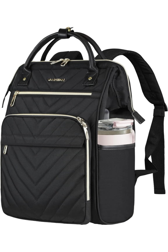 17 Inch Laptop Backpack for Women Men Fashion Computer Work Bag, Large Capacity Backpack with USB Port & RFID Pockets, College Daypack Business Travel, Black