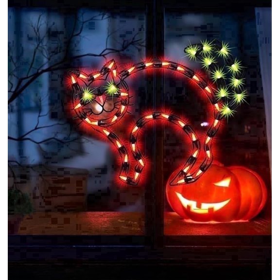 17 inch Cat Halloween Window Silhouette Lights