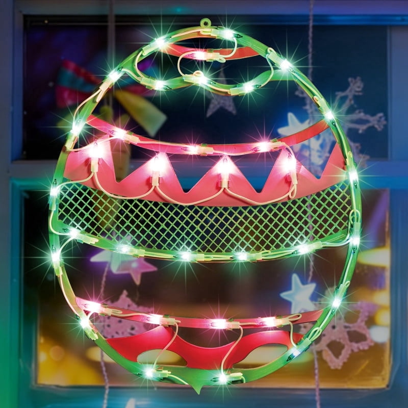 17 Inch Lighted Easter Egg Window Silhouette, Green Base with Pink Chevron Stripes
