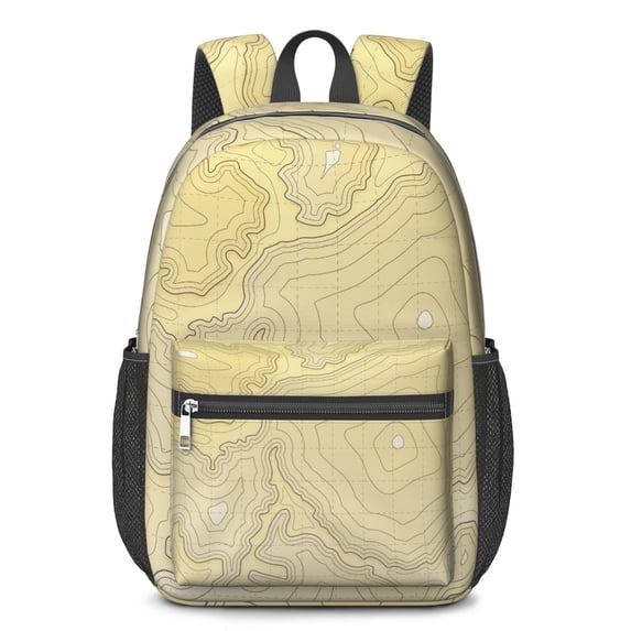 17 Inch Lightweight Backpack,PVC Waterproof Oxford Fabric, Ergonomically Designed, with Large Capacity, Adventure Map Print