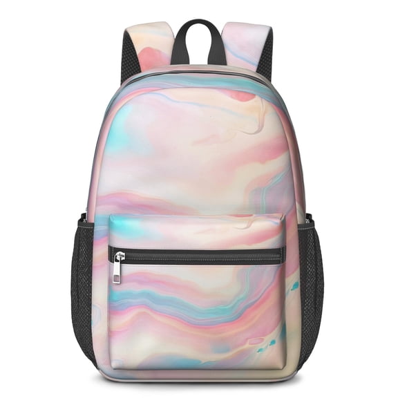 17 Inch Lightweight Backpack,PVC Waterproof Oxford Fabric, Ergonomically Designed, with Large Capacity, Aqua Blue Watercolor