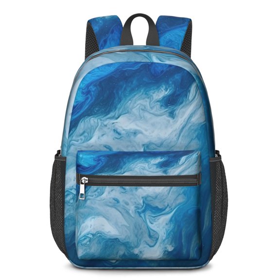 17 Inch Lightweight Backpack,PVC Waterproof Oxford Fabric, Ergonomically Designed, with Large Capacity, Aqua Blue Watercolor
