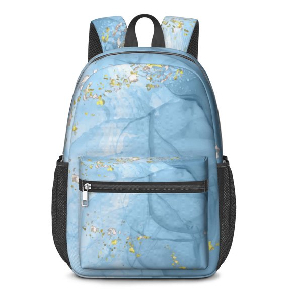 17 Inch Lightweight Backpack,PVC Waterproof Oxford Fabric, Ergonomically Designed, with Large Capacity, Aqua Blue Watercolor