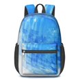 thumbnail image 1 of 17 Inch Lightweight Backpack,PVC Waterproof Oxford Fabric, Ergonomically Designed, with Large Capacity, Aurora Wave Print, 1 of 5