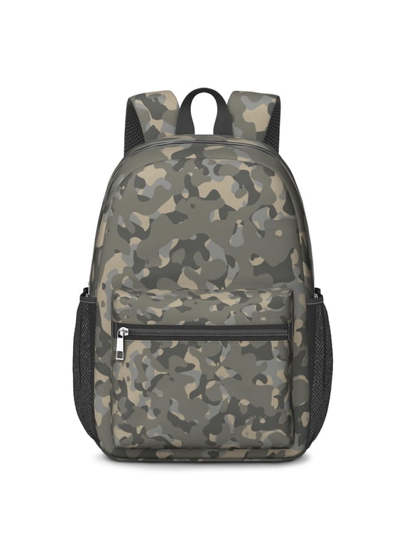 17 Inch Lightweight Backpack,PVC Waterproof Oxford Fabric, Ergonomically Designed, with Large Capacity, Camouflage Print
