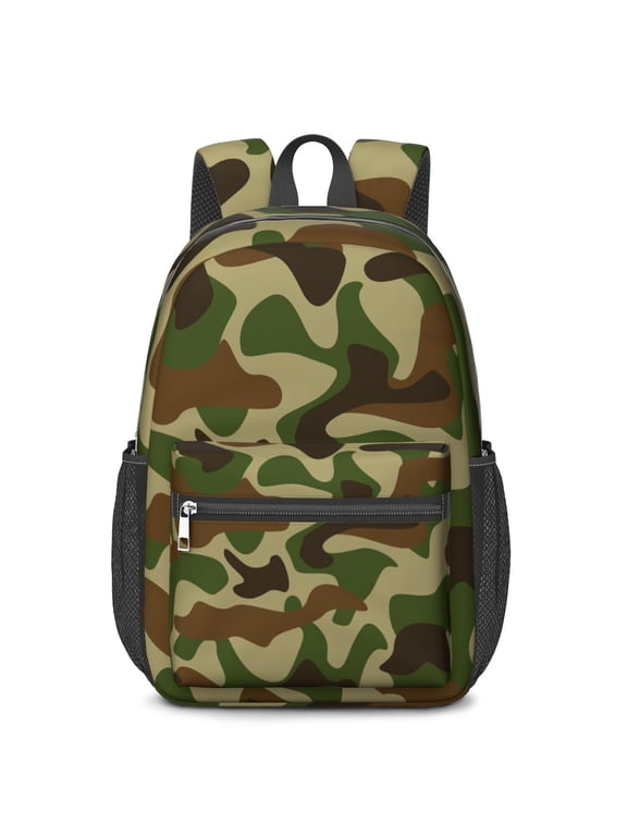17 Inch Lightweight Backpack,PVC Waterproof Oxford Fabric, Ergonomically Designed, with Large Capacity, Camouflage Print