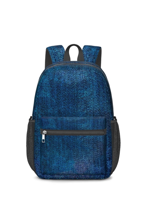 17 Inch Lightweight Backpack,PVC Waterproof Oxford Fabric, Ergonomically Designed, with Large Capacity, Denim Cowboy Jean Style