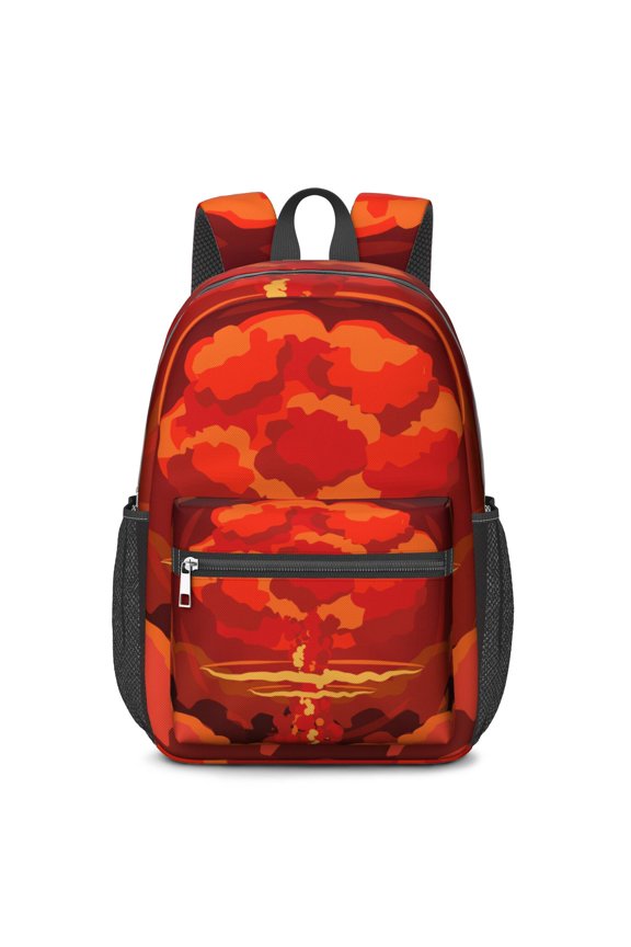 17 Inch Lightweight Backpack,PVC Waterproof Oxford Fabric, Ergonomically Designed, with Large Capacity, Fire Flame Baseball Print