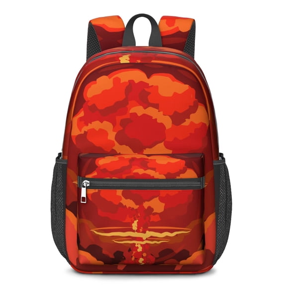 17 Inch Lightweight Backpack,PVC Waterproof Oxford Fabric, Ergonomically Designed, with Large Capacity, Fire Flame Baseball Print