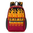 thumbnail image 1 of 17 Inch Lightweight Backpack,PVC Waterproof Oxford Fabric, Ergonomically Designed, with Large Capacity, Fire Flame Baseball Print, 1 of 5