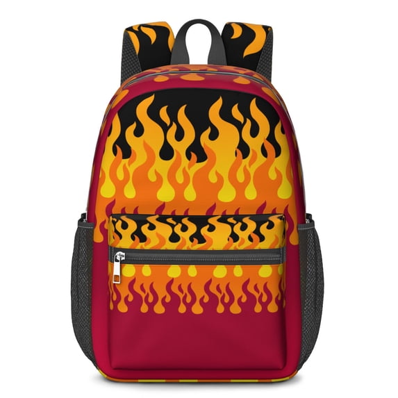 17 Inch Lightweight Backpack,PVC Waterproof Oxford Fabric, Ergonomically Designed, with Large Capacity, Fire Flame Baseball Print