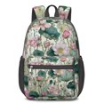thumbnail image 1 of 17 Inch Lightweight Backpack,PVC Waterproof Oxford Fabric, Ergonomically Designed, with Large Capacity, Floral Flowers Print, 1 of 5