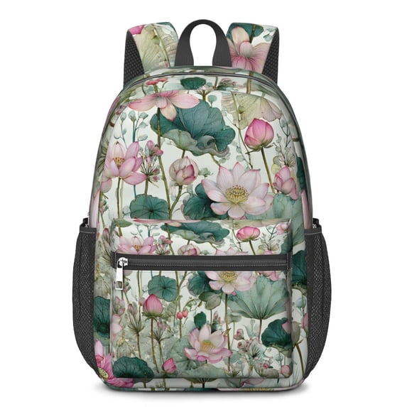 17 Inch Lightweight Backpack,PVC Waterproof Oxford Fabric, Ergonomically Designed, with Large Capacity, Floral Flowers Print
