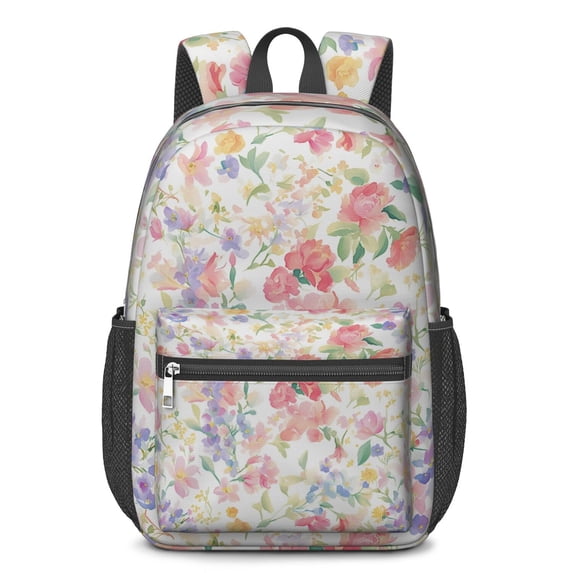 17 Inch Lightweight Backpack,PVC Waterproof Oxford Fabric, Ergonomically Designed, with Large Capacity, Floral Flowers Print