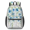 thumbnail image 1 of 17 Inch Lightweight Backpack,PVC Waterproof Oxford Fabric, Ergonomically Designed, with Large Capacity, Floral Flowers Print, 1 of 5
