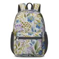 thumbnail image 1 of 17 Inch Lightweight Backpack,PVC Waterproof Oxford Fabric, Ergonomically Designed, with Large Capacity, Floral Flowers Print, 1 of 5