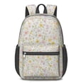 thumbnail image 1 of 17 Inch Lightweight Backpack,PVC Waterproof Oxford Fabric, Ergonomically Designed, with Large Capacity, Floral Flowers Print, 1 of 5