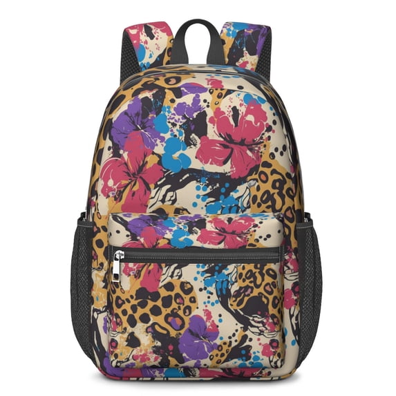 17 Inch Lightweight Backpack,PVC Waterproof Oxford Fabric, Ergonomically Designed, with Large Capacity, Floral Flowers Print