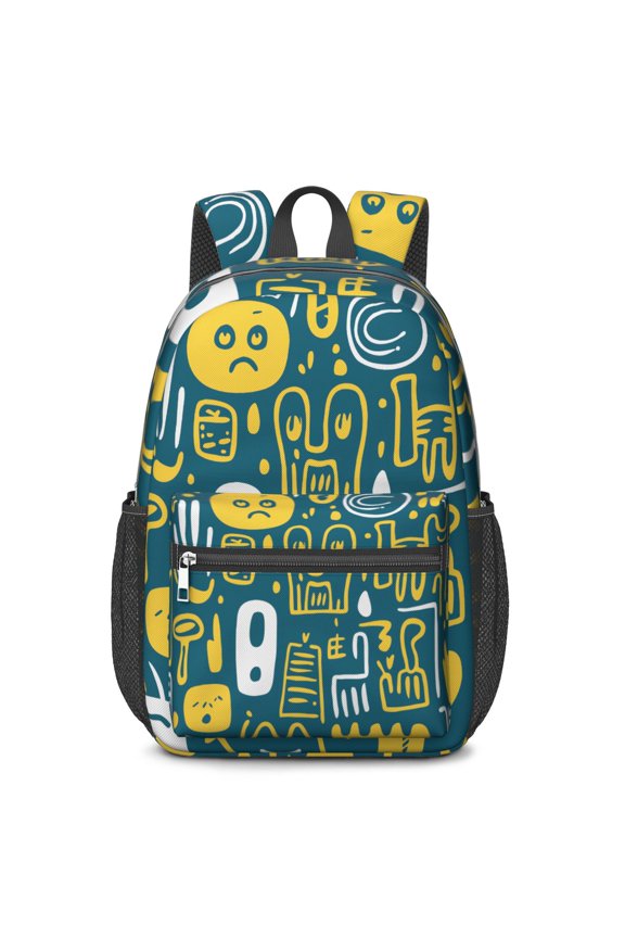 17 Inch Lightweight Backpack,PVC Waterproof Oxford Fabric, Ergonomically Designed, with Large Capacity, Funny Doodle Print