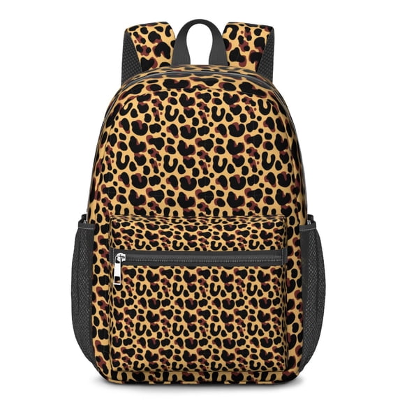 17 Inch Lightweight Backpack,PVC Waterproof Oxford Fabric, Ergonomically Designed, with Large Capacity, Leopard Animal Pattern