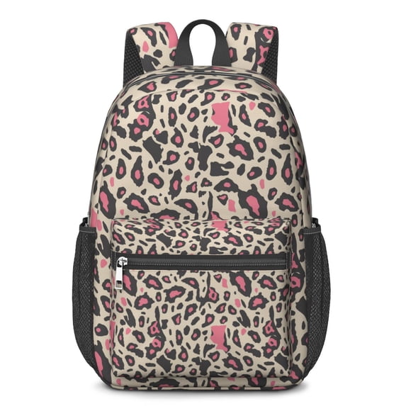 17 Inch Lightweight Backpack,PVC Waterproof Oxford Fabric, Ergonomically Designed, with Large Capacity, Leopard Animal Print