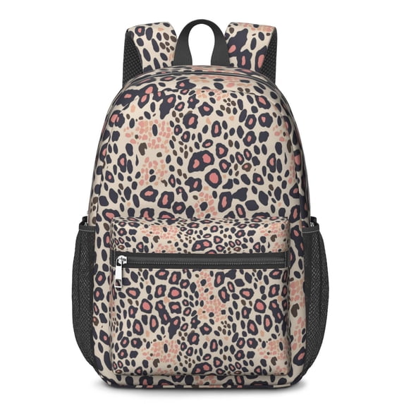 17 Inch Lightweight Backpack,PVC Waterproof Oxford Fabric, Ergonomically Designed, with Large Capacity, Leopard Animal Print