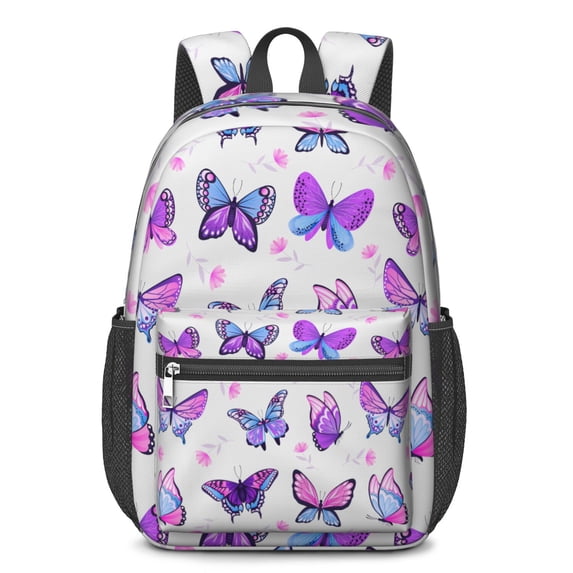 17 Inch Lightweight Backpack,PVC Waterproof Oxford Fabric, Ergonomically Designed, with Large Capacity, Monarch Butterfly Aesthetic