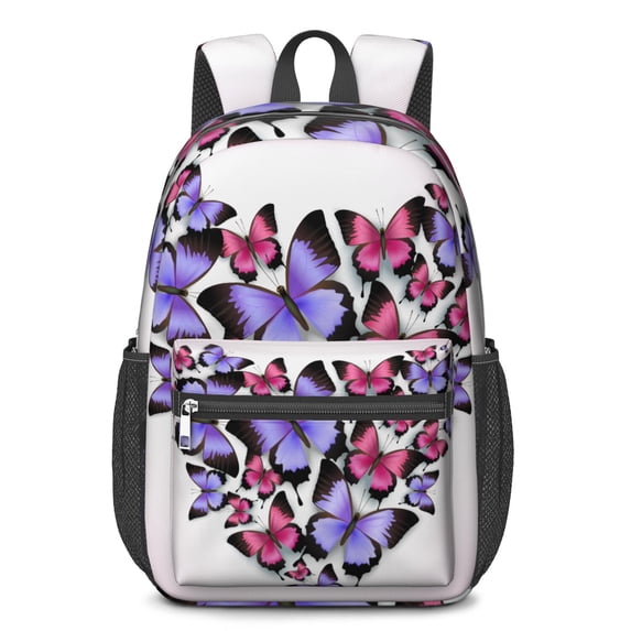 17 Inch Lightweight Backpack,PVC Waterproof Oxford Fabric, Ergonomically Designed, with Large Capacity, Monarch Butterfly Aesthetic