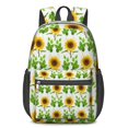 thumbnail image 1 of 17 Inch Lightweight Backpack,PVC Waterproof Oxford Fabric, Ergonomically Designed, with Large Capacity, Sunflower Print, 1 of 5