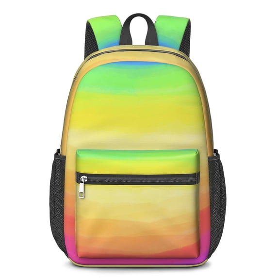 17 Inch Lightweight Backpack,PVC Waterproof Oxford Fabric, Ergonomically Designed, with Large Capacity, Vibrant Rainbow Print
