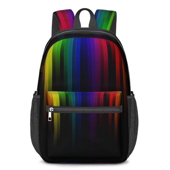 17 Inch Lightweight Backpack,PVC Waterproof Oxford Fabric, Ergonomically Designed, with Large Capacity, Vibrant Rainbow Print