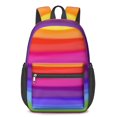 thumbnail image 1 of 17 Inch Lightweight Backpack,PVC Waterproof Oxford Fabric, Ergonomically Designed, with Large Capacity, Vibrant Rainbow Print, 1 of 5