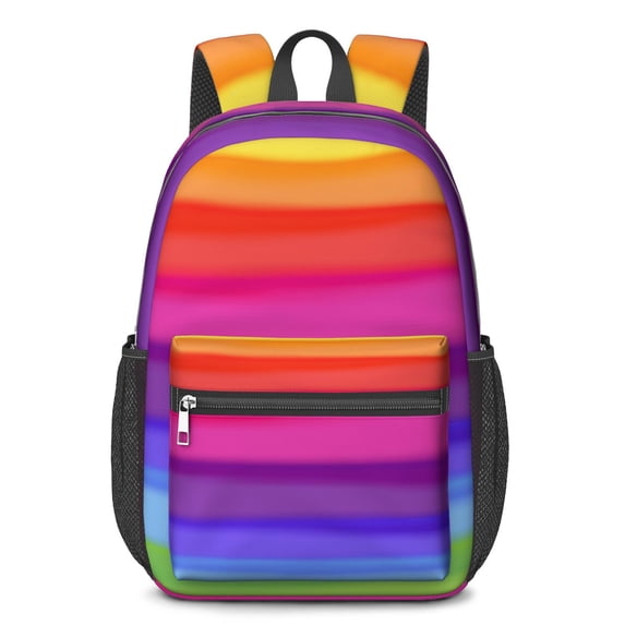 17 Inch Lightweight Backpack,PVC Waterproof Oxford Fabric, Ergonomically Designed, with Large Capacity, Vibrant Rainbow Print