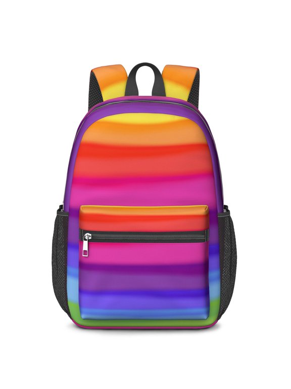 17 Inch Lightweight Backpack,PVC Waterproof Oxford Fabric, Ergonomically Designed, with Large Capacity, Vibrant Rainbow Print